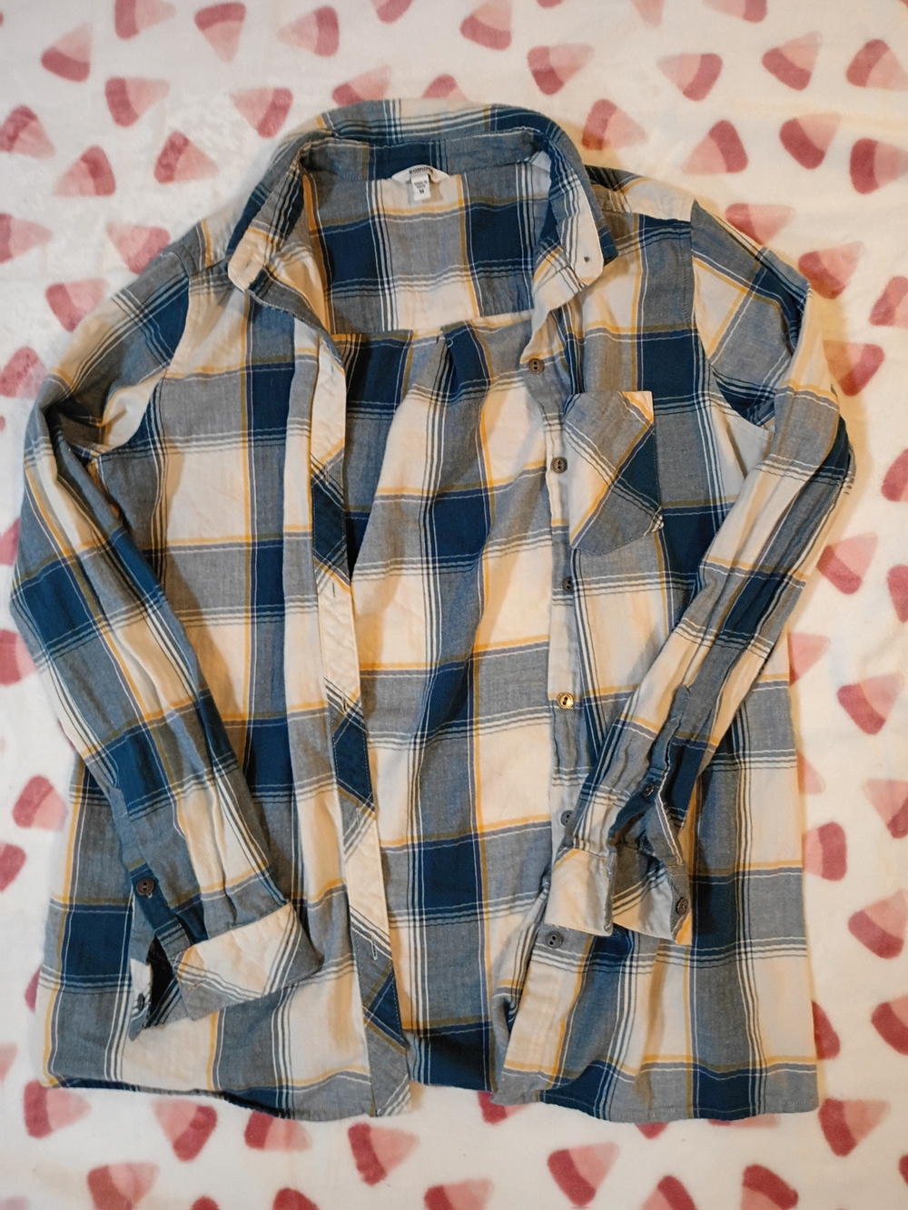 Sonoma Blue and Cream Plaid Button-Down Shirt